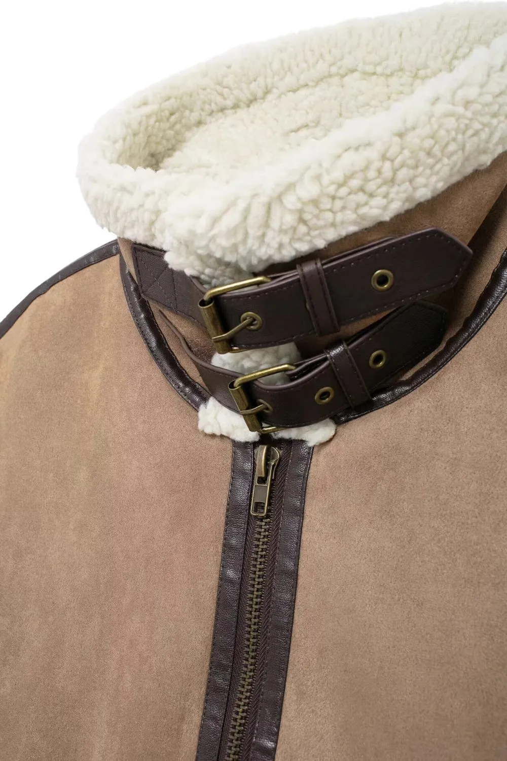 'Emery' Minimalist Collared Sleeveless Quilted Sherpa Vest