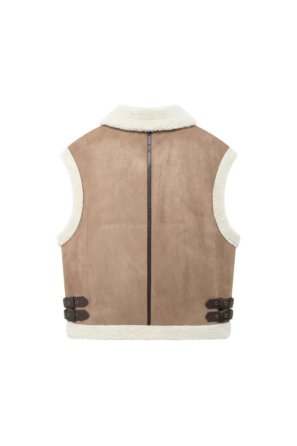 'Emery' Minimalist Collared Sleeveless Quilted Sherpa Vest