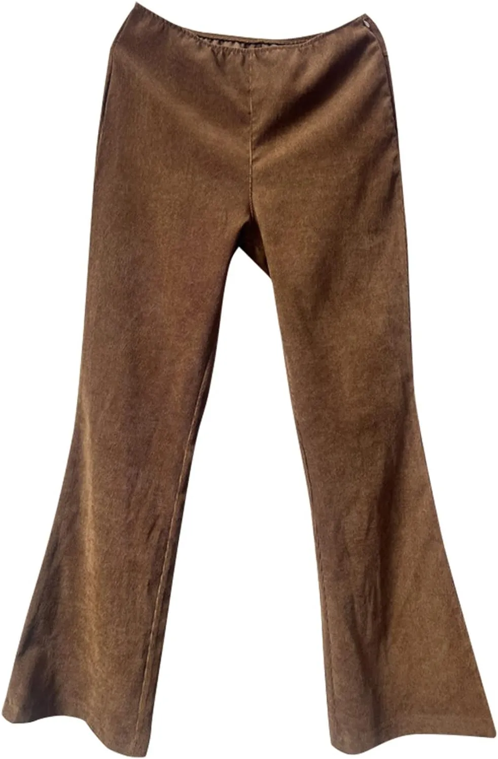 Flare Corduroy Pants for Women High Waisted Wide Leg Pants Elastic Waist Pull On Bell Bottoms Front Seam Slacks