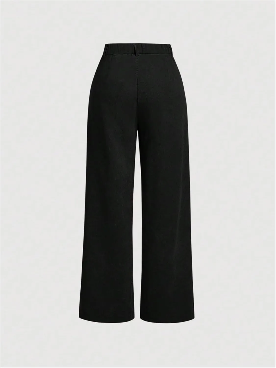 Floerns Women's Corduroy Elastic High Waisted Baggy Pants Straight Leg Work Trousers