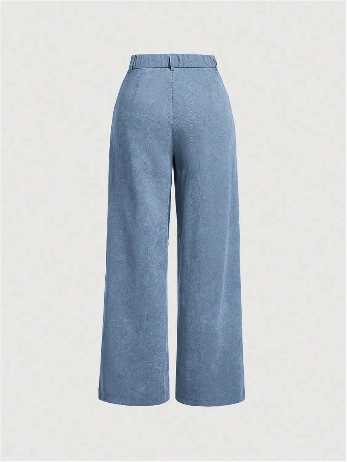 Floerns Women's Corduroy Elastic High Waisted Baggy Pants Straight Leg Work Trousers