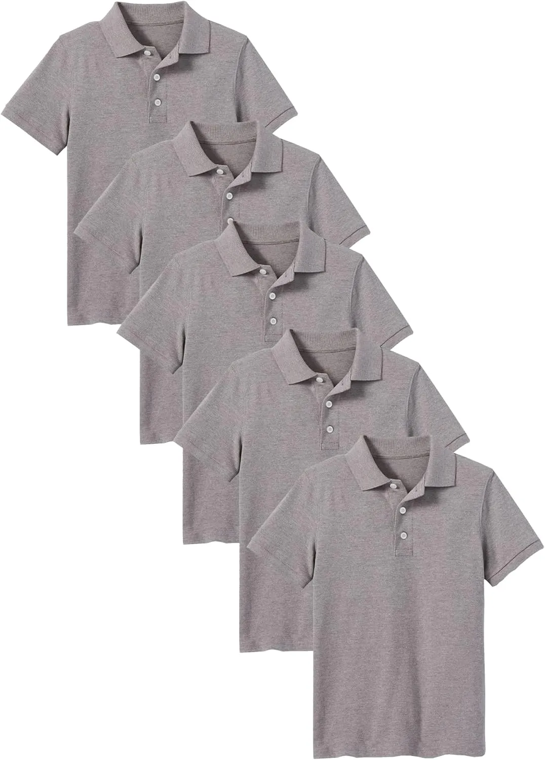 Galaxy by Harvic 5-Pack School Uniform Tagless Polo Tshirt for Little Boys & Big Boys