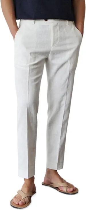GINGTTO Linen Pants Men Slim Fit Elastic Waistband Lightweight Summer Beach Fashion Casual Pant