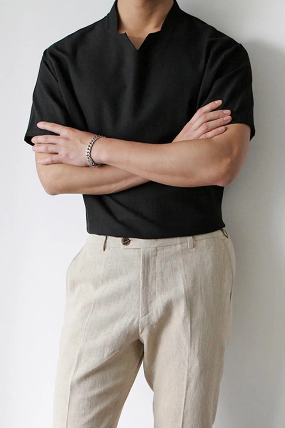 GINGTTO Linen Pants Men Slim Fit Elastic Waistband Lightweight Summer Beach Fashion Casual Pant