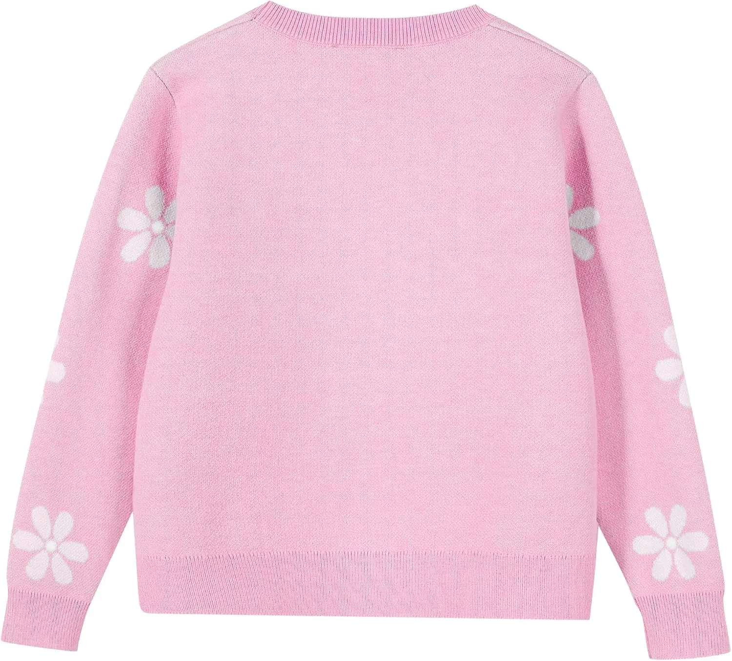 Girls Floral Print Sweaters Long Sleeve Crewneck Knitted Cute Flower Pullover Sweater Jumper Tops