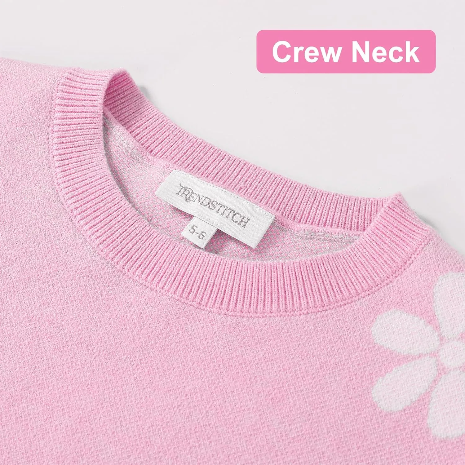 Girls Floral Print Sweaters Long Sleeve Crewneck Knitted Cute Flower Pullover Sweater Jumper Tops