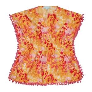 GIRL'S KAFTAN BOTANICAL ORANGE