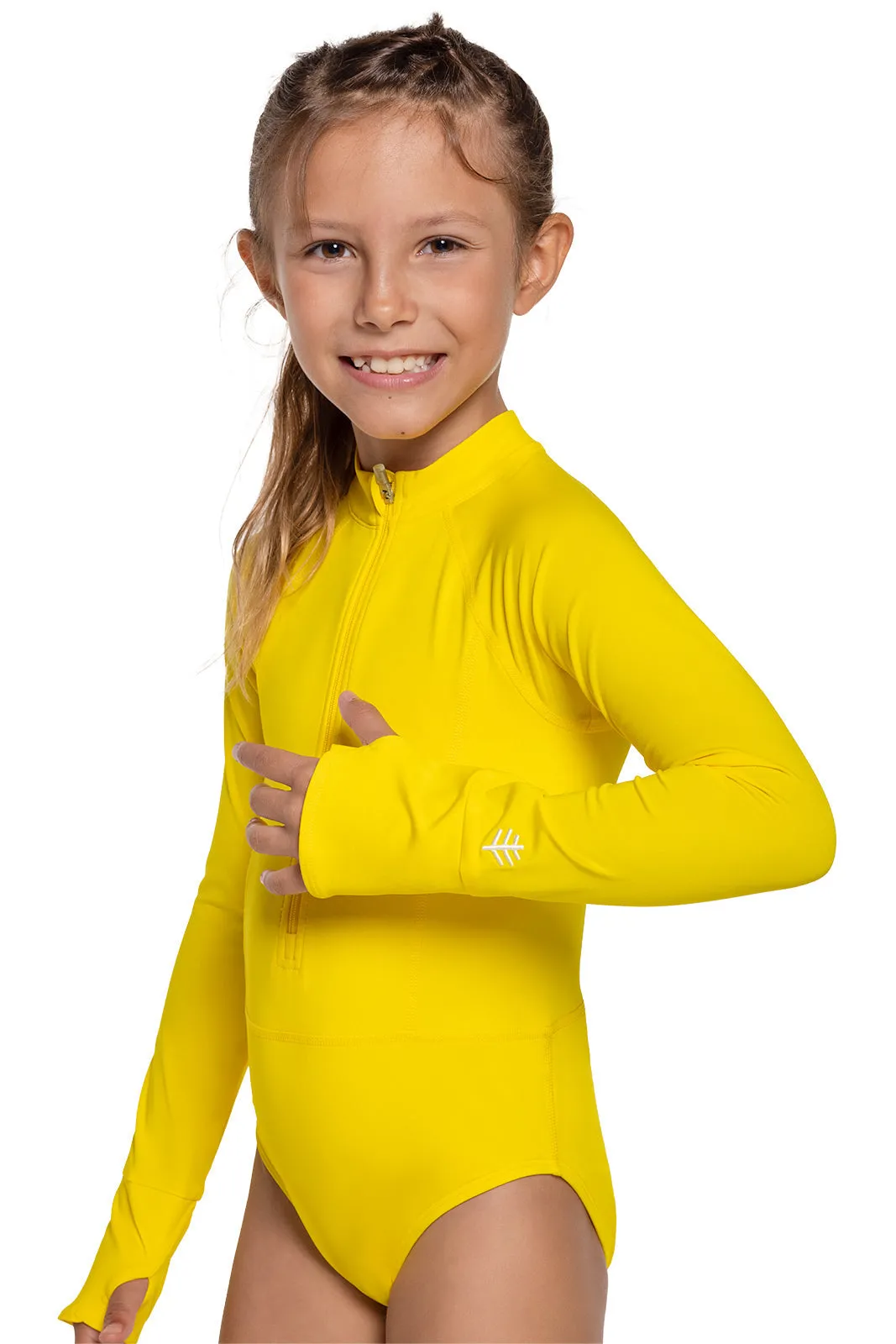 Girl's Koko Long Sleeve Swimsuit | Bold Yellow