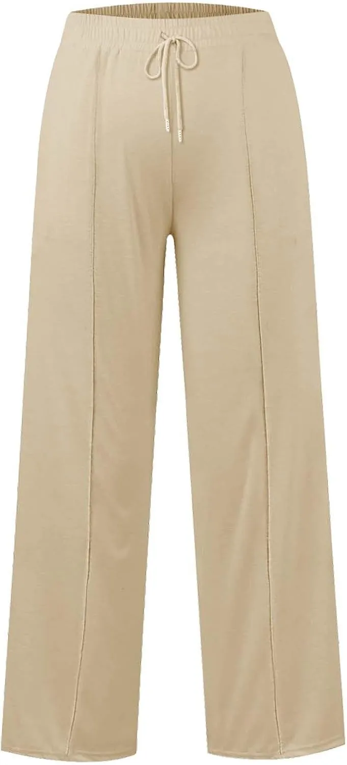 Girls' Wide Leg Sweatpants High Elastic Waist Pants rawstring Casual Straight Leg Jogger Swearpants with Pocket
