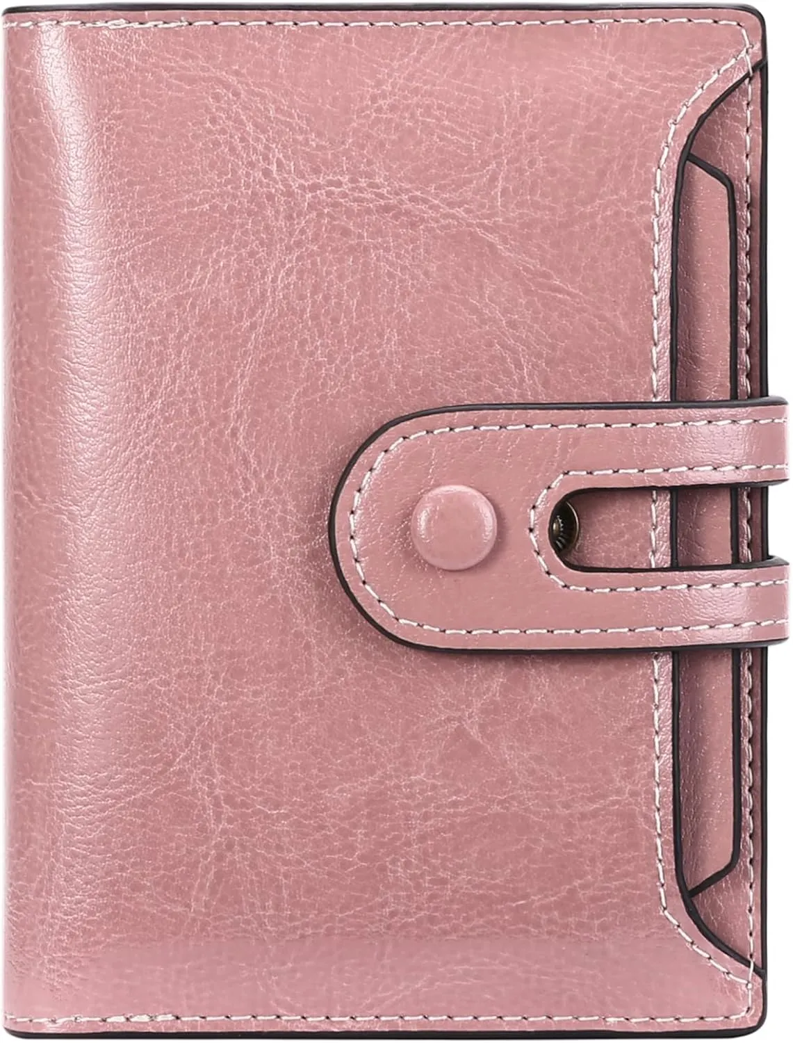 GOIACII Small Wallet Women Rfid Blocking Genuine Leather Compact Bifold Card Holder for Women with Zipper Coin Pocket 2 ID Windows