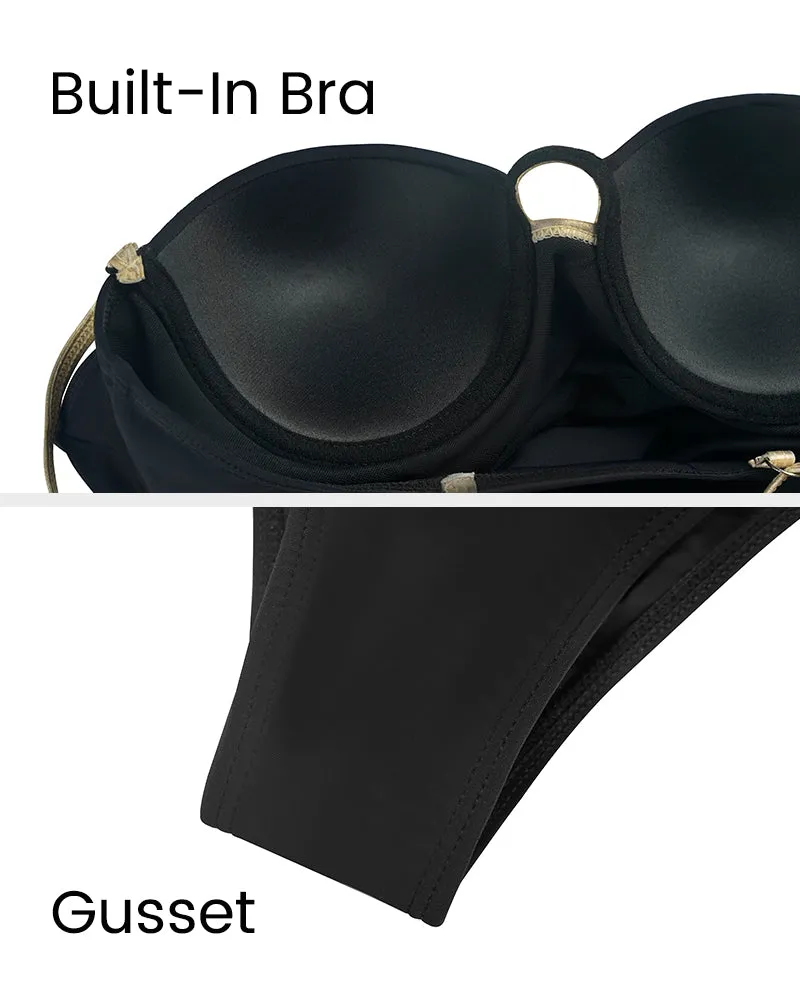 Gold-Accented Underwire Molded Cup One-Piece Swimsuit