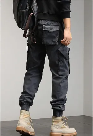 Gothic Overalls Men's Korean Version of The Harem Pencil Pants Loose Beam Multi-Pocket Trousers