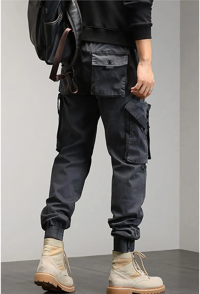 Gothic Overalls Men's Korean Version of The Harem Pencil Pants Loose Beam Multi-Pocket Trousers