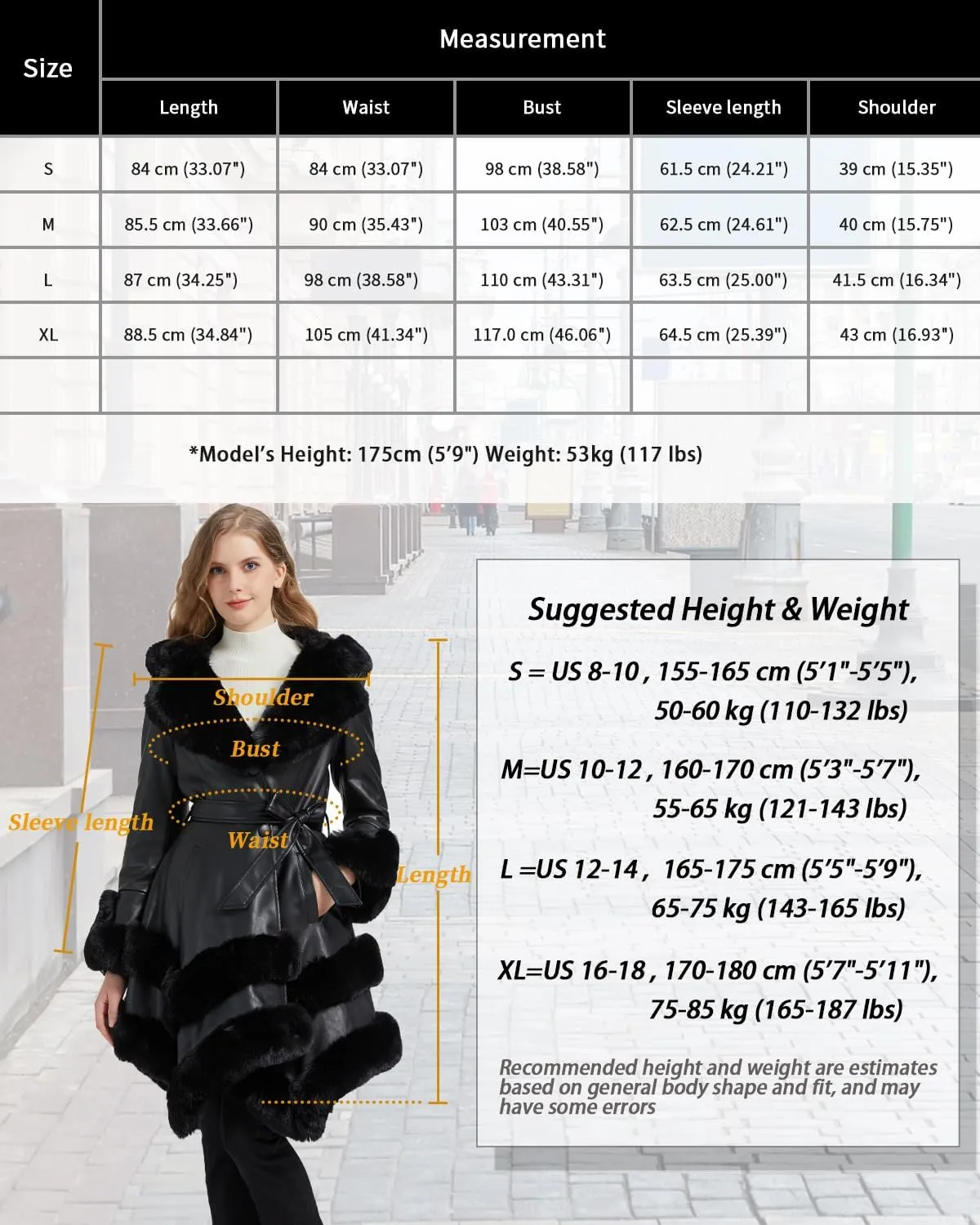 GRAN ORIENTE Fashion Faux Leather and Fur Jacket,Winter Sexy Collar Parka Coat Dress for Women with Belt and Hood