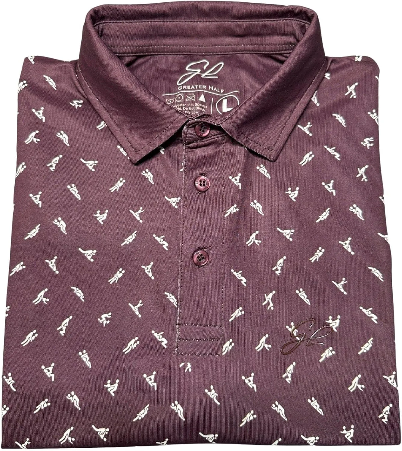 Greater Half - Men's Sex Ed Polo Golf Shirt, UPF 45  Sun Protective, 4-Way Stretch, Stay-Right Collar, Superior Breathability