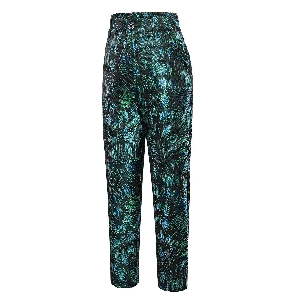 Green Unique Patterned Party 5 Piece Boys Suits
