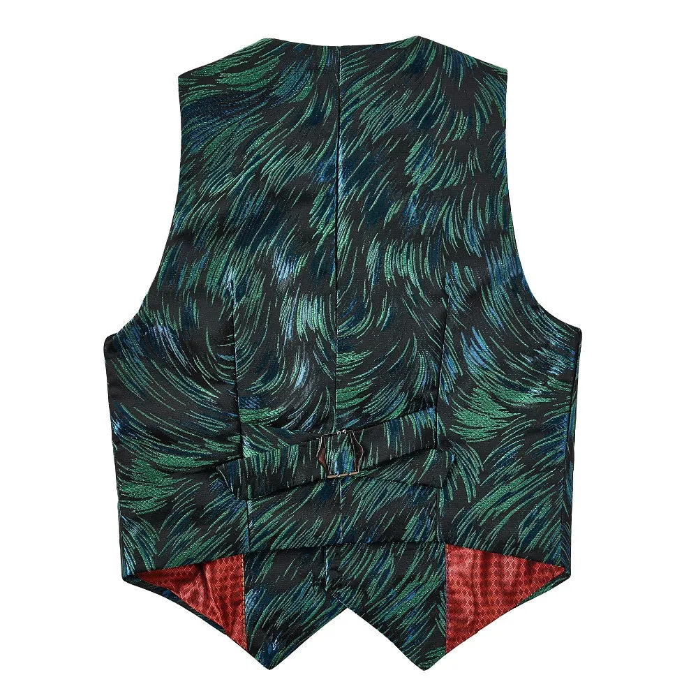 Green Unique Patterned Party 5 Piece Boys Suits
