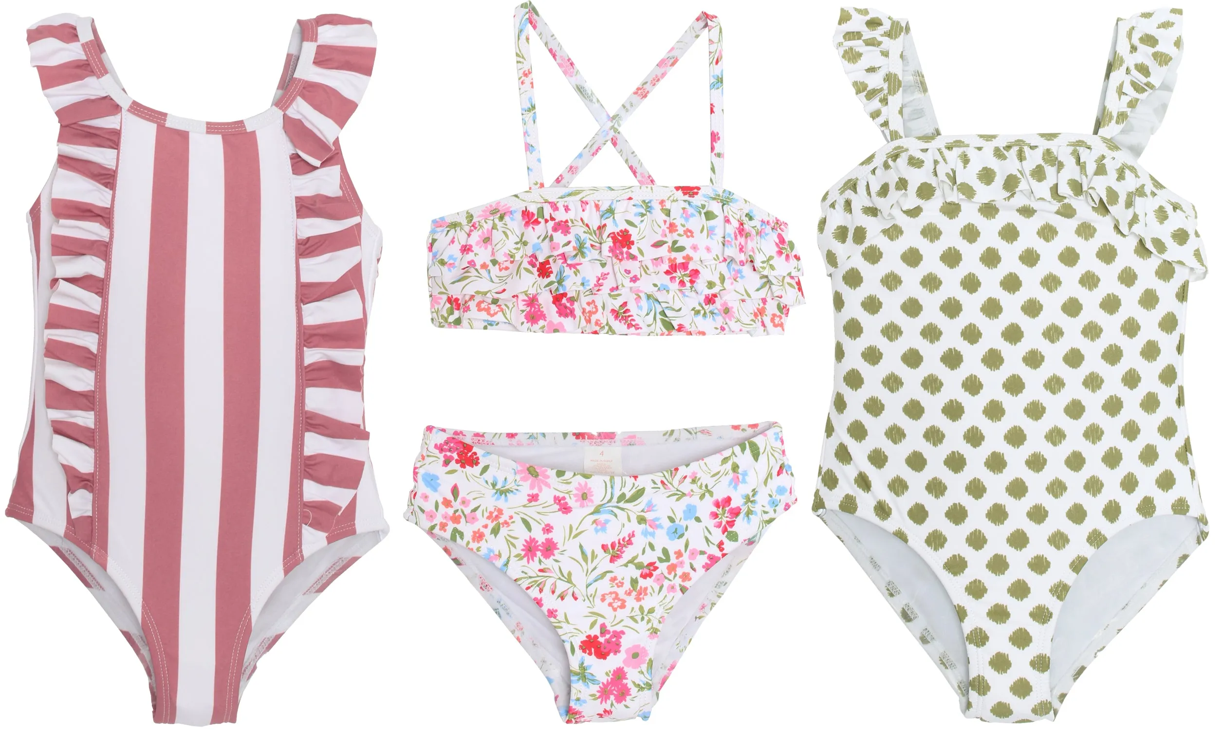 GTX-GB - Wholesale Toddler & Little Girl's Ruffled One-Pieces & Two-Piece Swimsuit Set