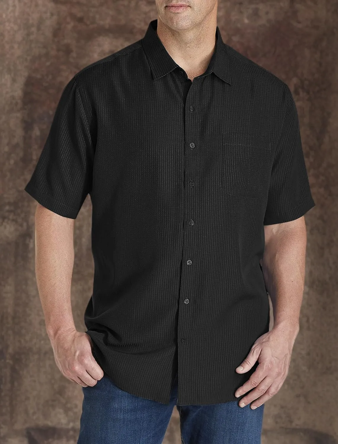 Harbor Bay by DXL Men's Big and Tall Microfiber Comfort Grid Sport Shirt