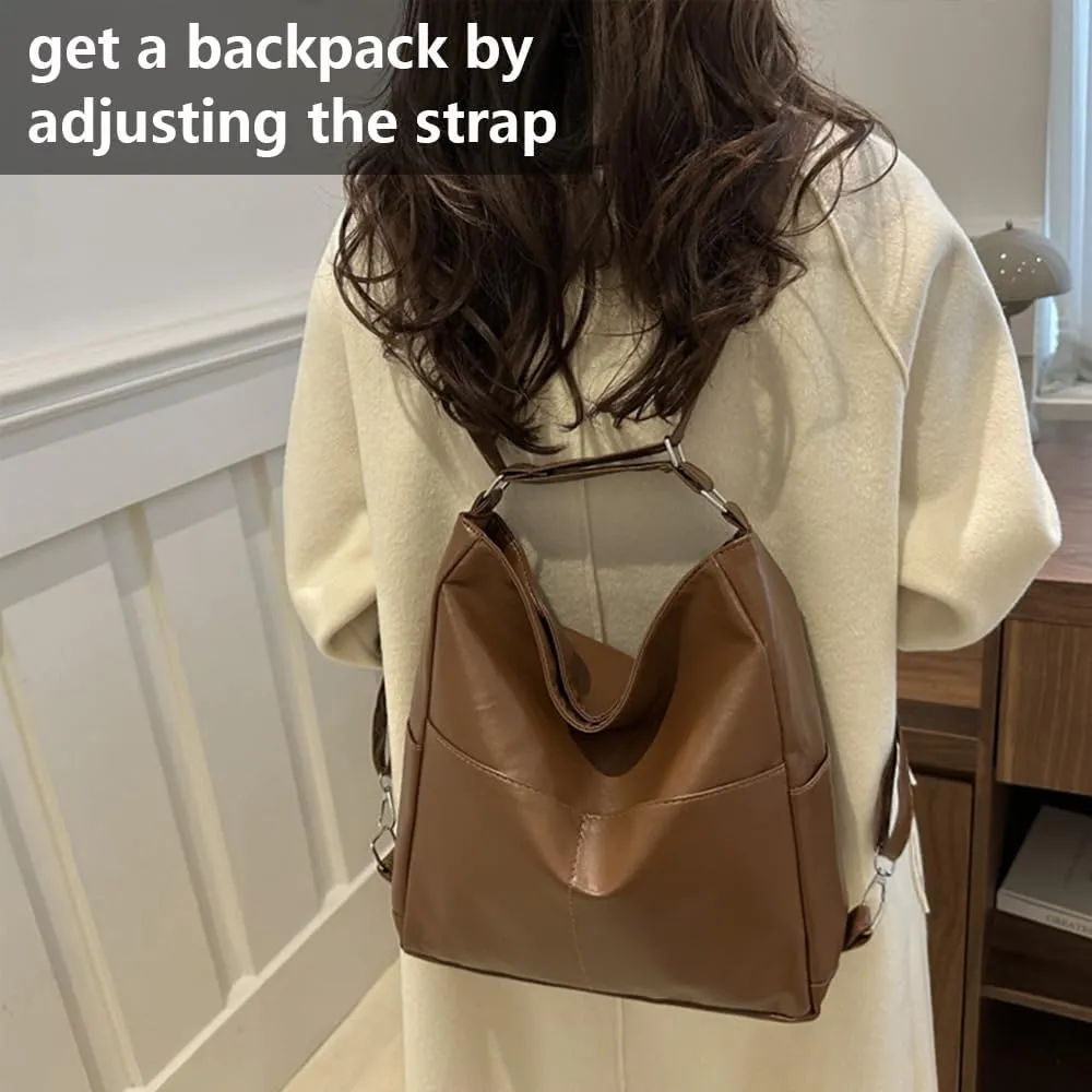 Hobo Tote Bags for Women Vegan Leather Tote Purses and Handbags Womens Slouchy Shoulder Crossbody Work Bag