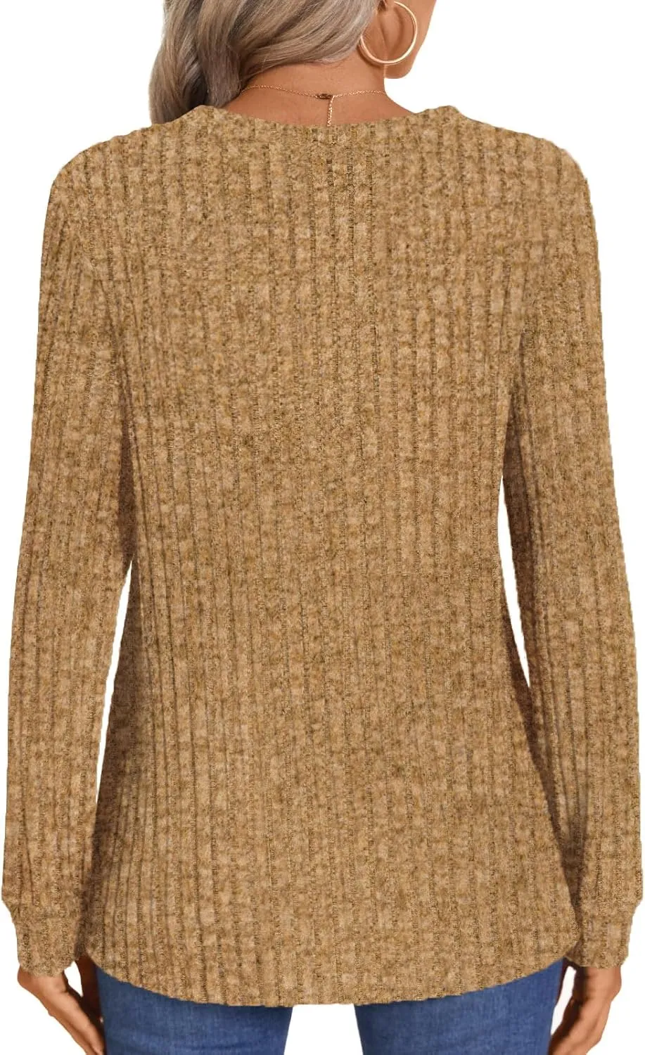 HOTGIFT Sweaters for Womens Winter Long Sleeve V Neck Shirts Casual Loose Fall Fashion Pullover Clothes