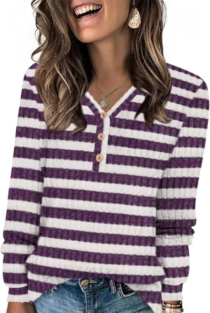 HOTGIFT Sweaters for Womens Winter Long Sleeve V Neck Shirts Casual Loose Fall Fashion Pullover Clothes