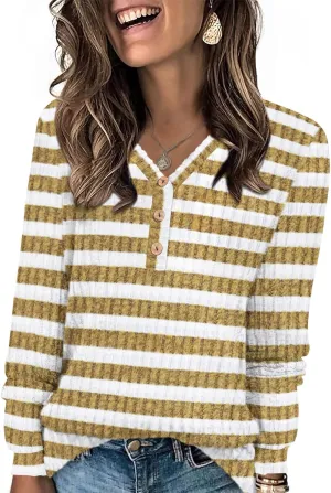 HOTGIFT Sweaters for Womens Winter Long Sleeve V Neck Shirts Casual Loose Fall Fashion Pullover Clothes