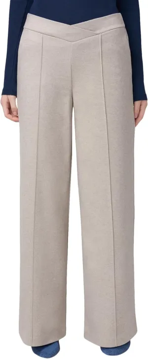 HUE Women's Pull on Wide Comfort Knit Crossover High Waist, Dress Casual Flare Leg Pants