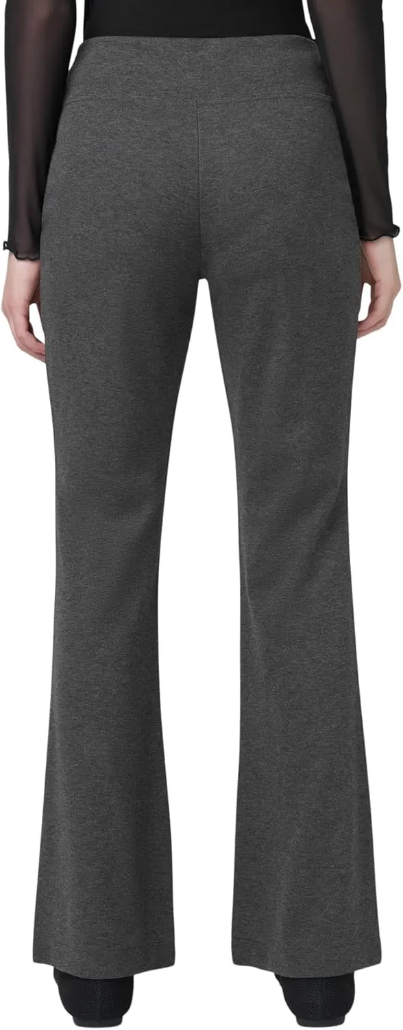 HUE Women's Pull on Wide Comfort Knit Crossover High Waist, Dress Casual Flare Leg Pants