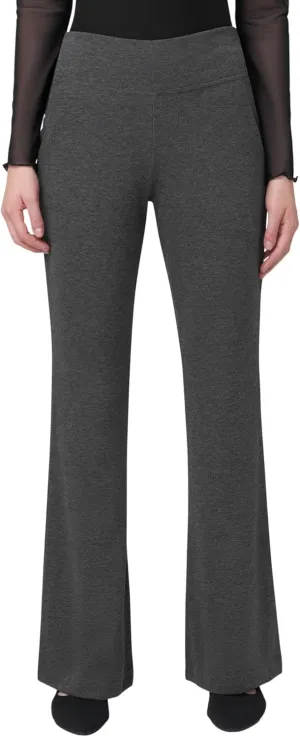 HUE Women's Pull on Wide Comfort Knit Crossover High Waist, Dress Casual Flare Leg Pants