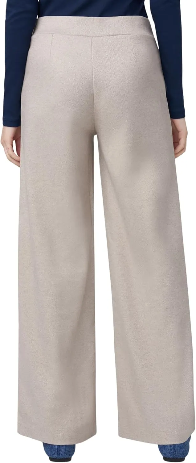 HUE Women's Pull on Wide Comfort Knit Crossover High Waist, Dress Casual Flare Leg Pants