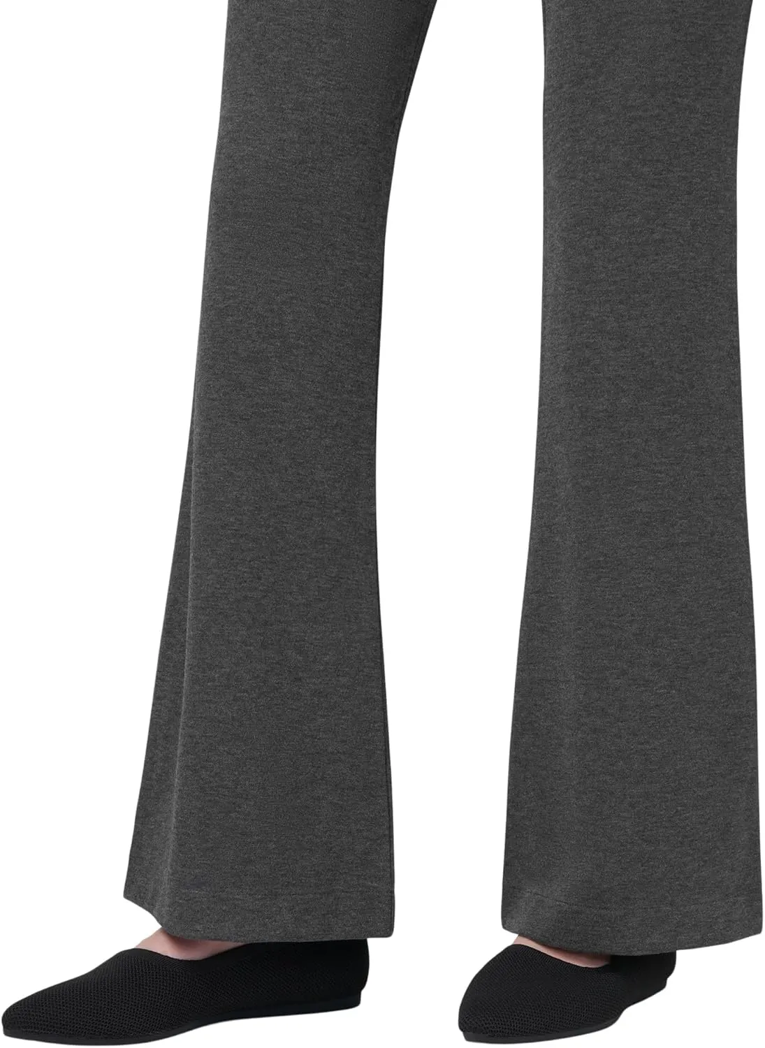 HUE Women's Pull on Wide Comfort Knit Crossover High Waist, Dress Casual Flare Leg Pants
