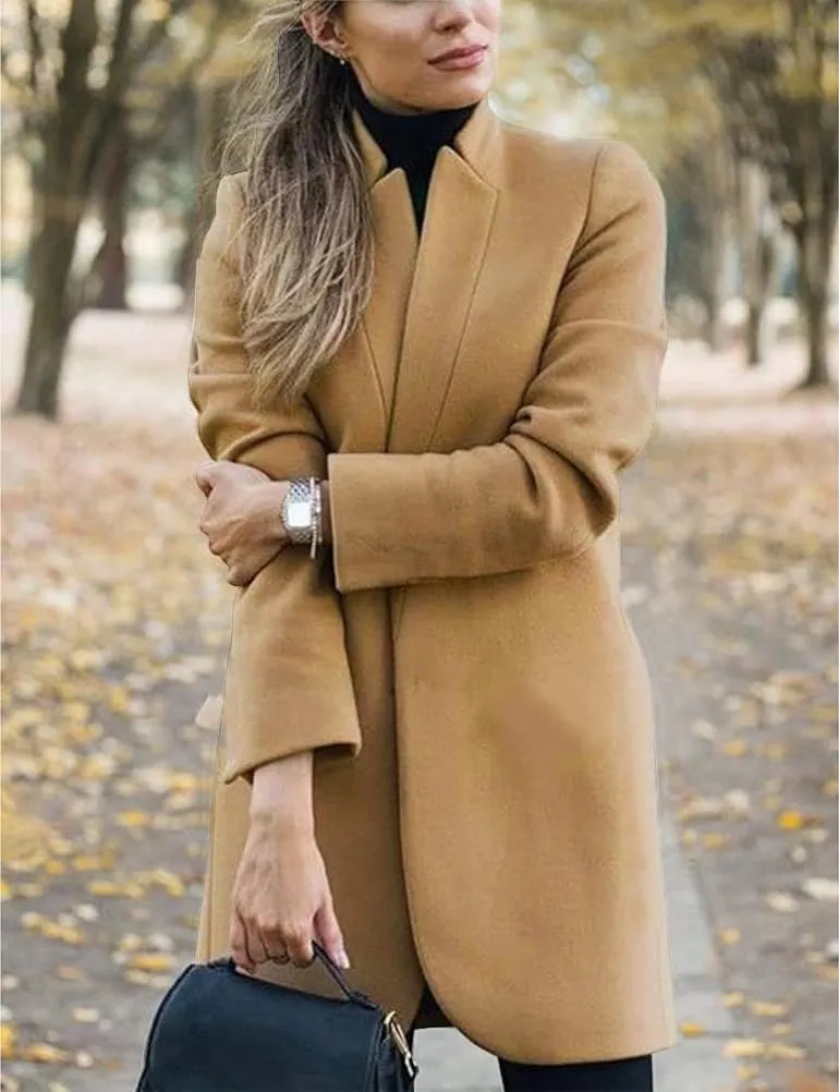 IDEALSANXUN Womens Wool Coat Long Blazer Jackets Fall Winter Peacoat with Pockets