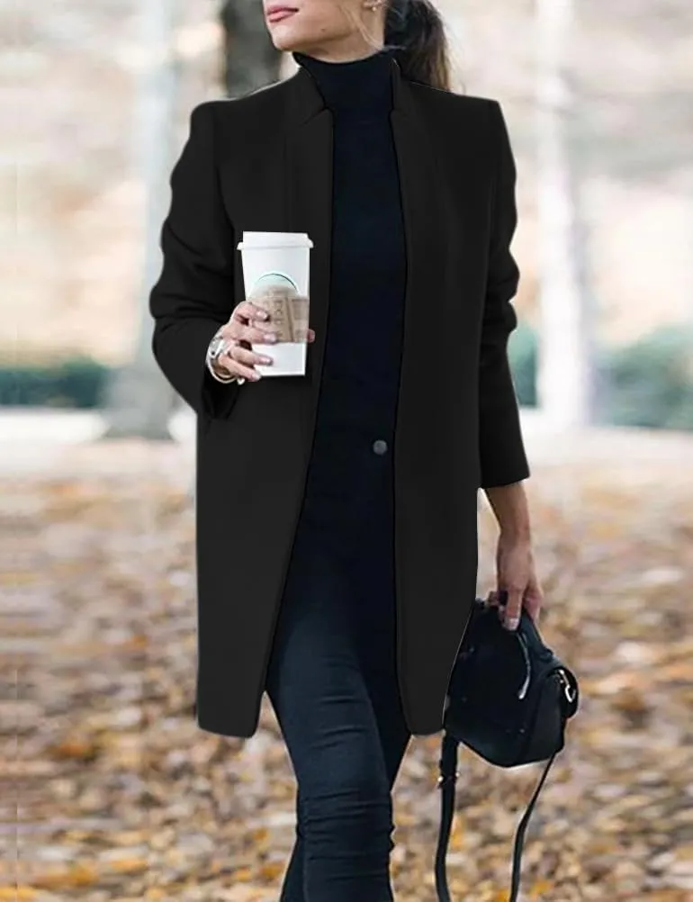 IDEALSANXUN Womens Wool Coat Long Blazer Jackets Fall Winter Peacoat with Pockets