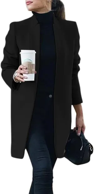 IDEALSANXUN Womens Wool Coat Long Blazer Jackets Fall Winter Peacoat with Pockets