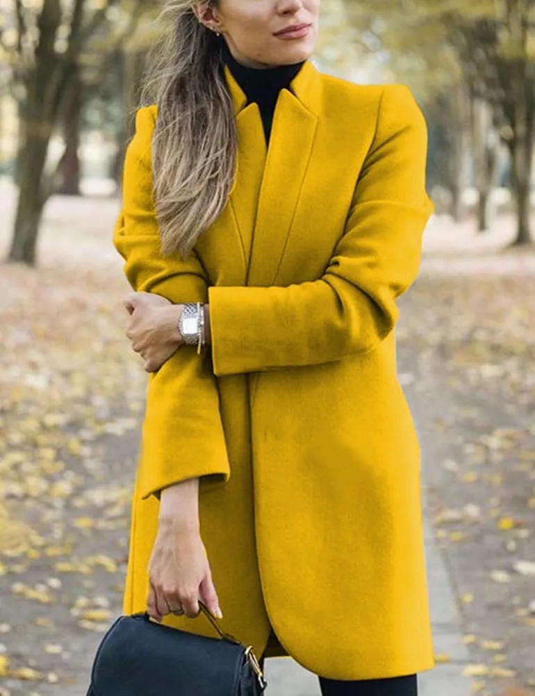 IDEALSANXUN Womens Wool Coat Long Blazer Jackets Fall Winter Peacoat with Pockets