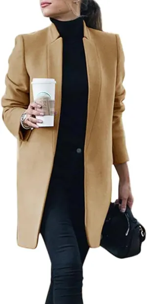 IDEALSANXUN Womens Wool Coat Long Blazer Jackets Fall Winter Peacoat with Pockets