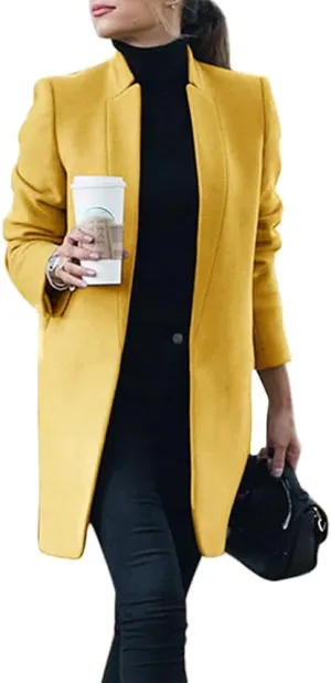 IDEALSANXUN Womens Wool Coat Long Blazer Jackets Fall Winter Peacoat with Pockets