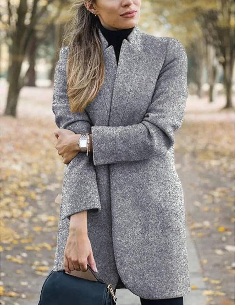 IDEALSANXUN Womens Wool Coat Long Blazer Jackets Fall Winter Peacoat with Pockets