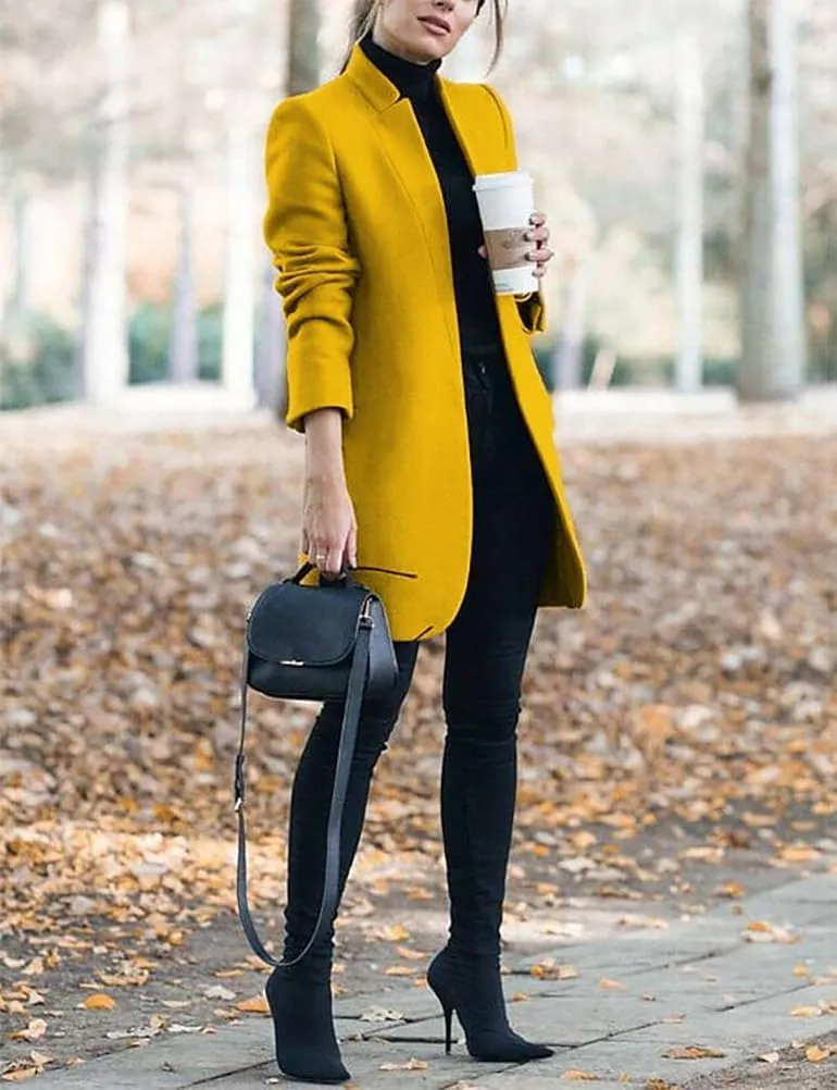 IDEALSANXUN Womens Wool Coat Long Blazer Jackets Fall Winter Peacoat with Pockets