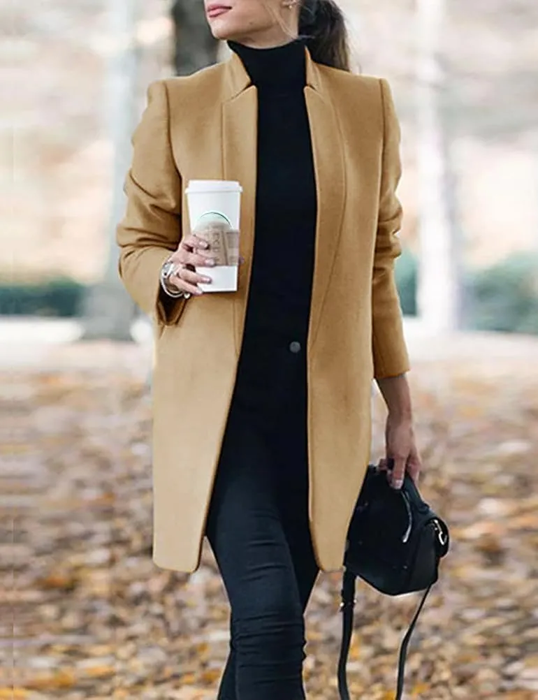 IDEALSANXUN Womens Wool Coat Long Blazer Jackets Fall Winter Peacoat with Pockets