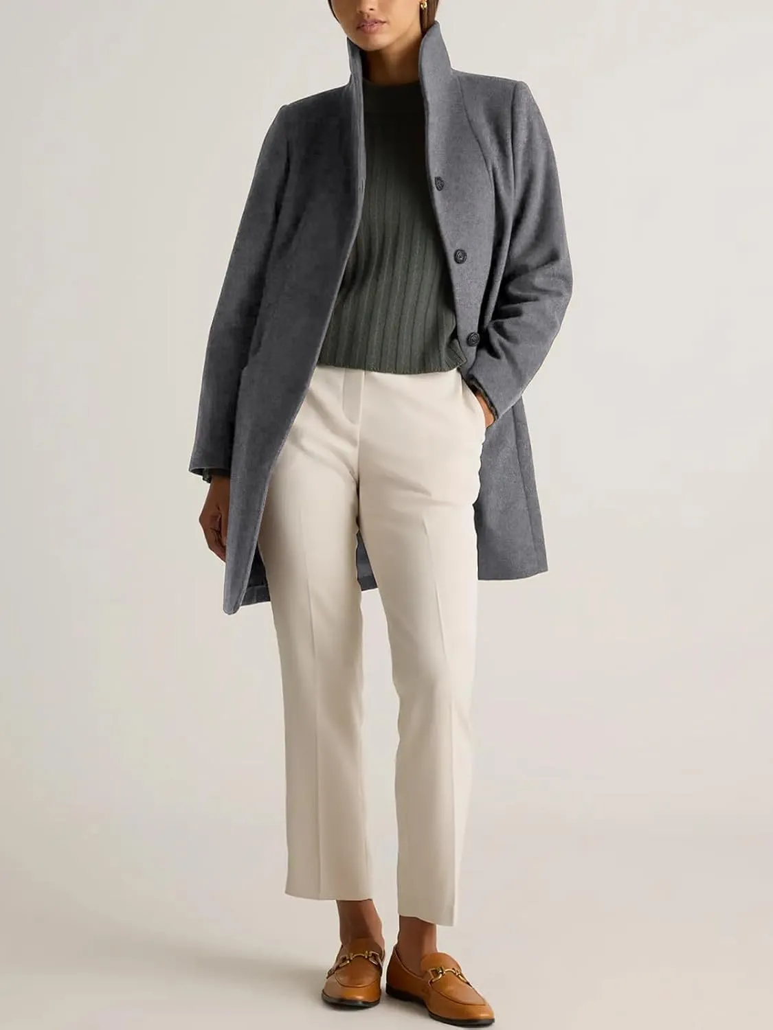 IDEALSANXUN Wool Coats for Women Fall Winter Peacoat Trench Coat Blazer Jackets