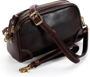 IJUN Handmade Vintage Small Crossbody Purse for Women - Full Grain Oil Vegetable Tanned Cowhide Leather Wristlet Bag S Size