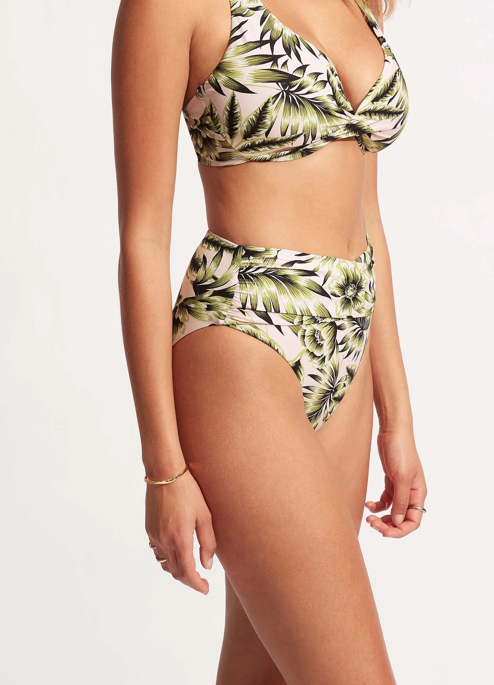 Island In The Sun High Waist Wrap Front Pant - Avocado
