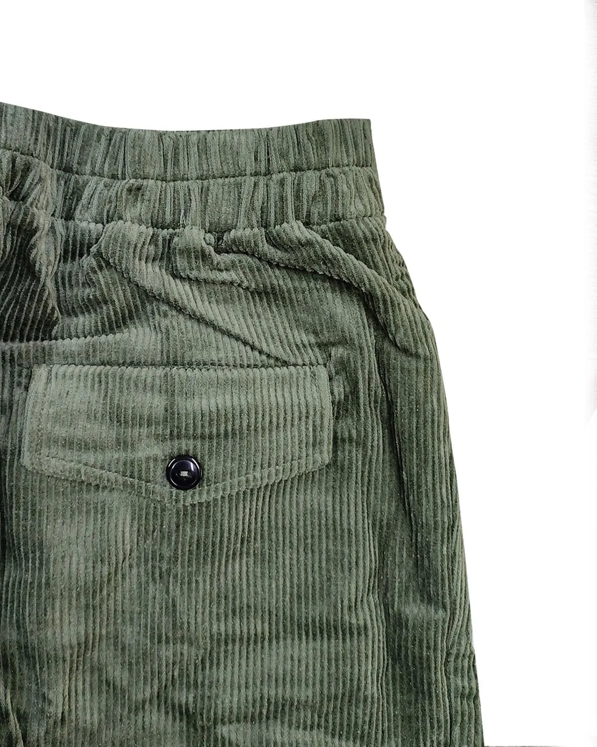 IXIMO Women's Cropped Corduroy Pants Casual Comfy Elastic Waist Cotton Trouser Front Pockets