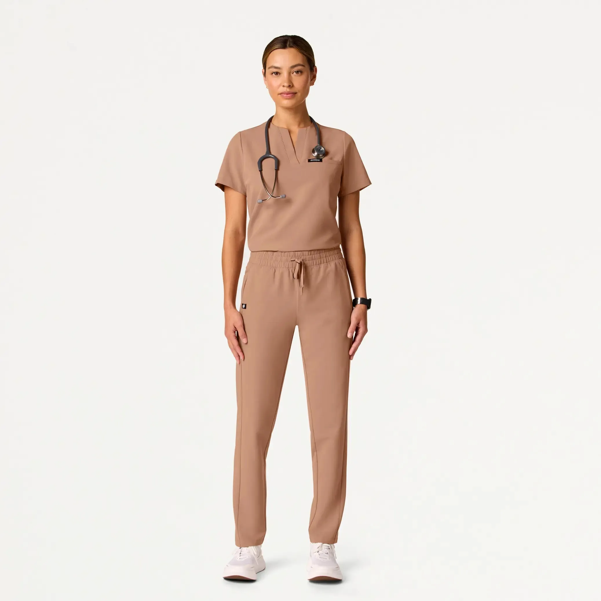 Jaanuu Women's Effie Slim 6-Pocket Scrub Pant - Clay