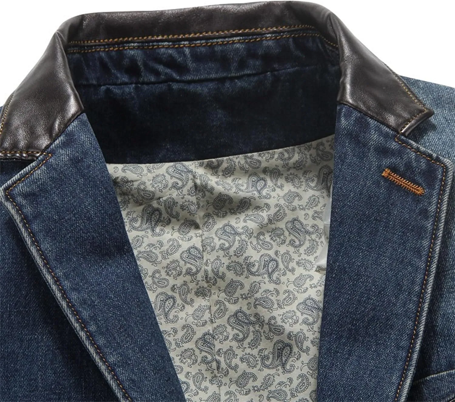 JEKE-DG Men's Blazer Collar Casual Denim Jacket Button Down Trucker Jean Jacket Classic Slim Fit Suit Jackets