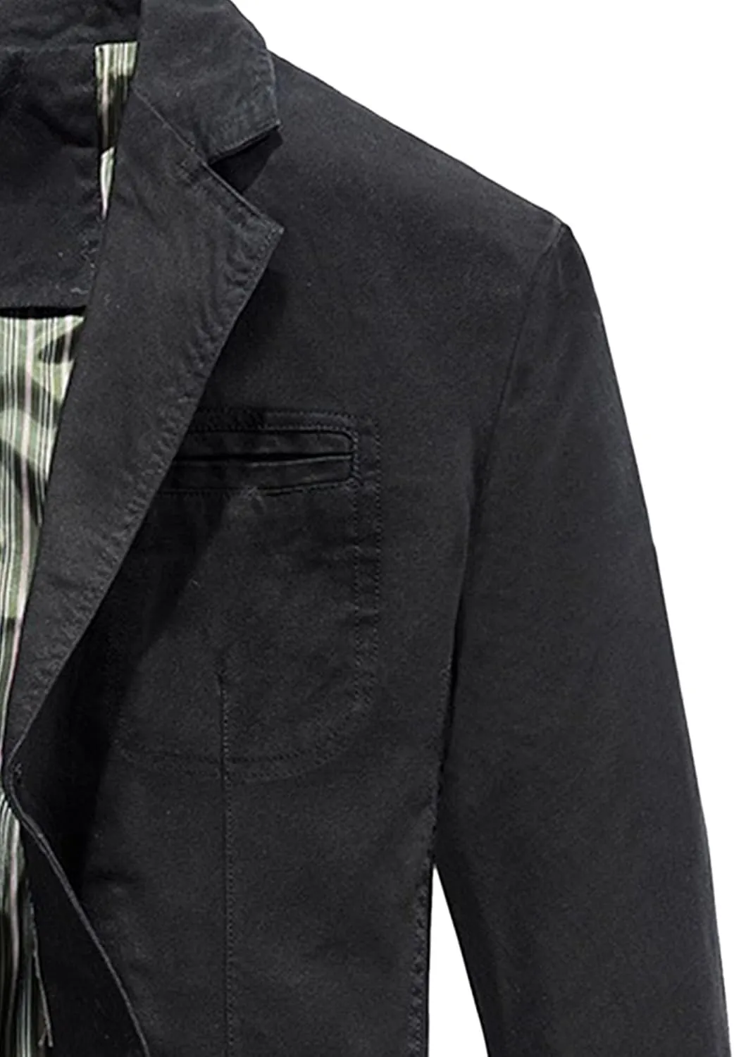 JEKE-DG Men's Blazer Collar Casual Denim Jacket Button Down Trucker Jean Jacket Classic Slim Fit Suit Jackets