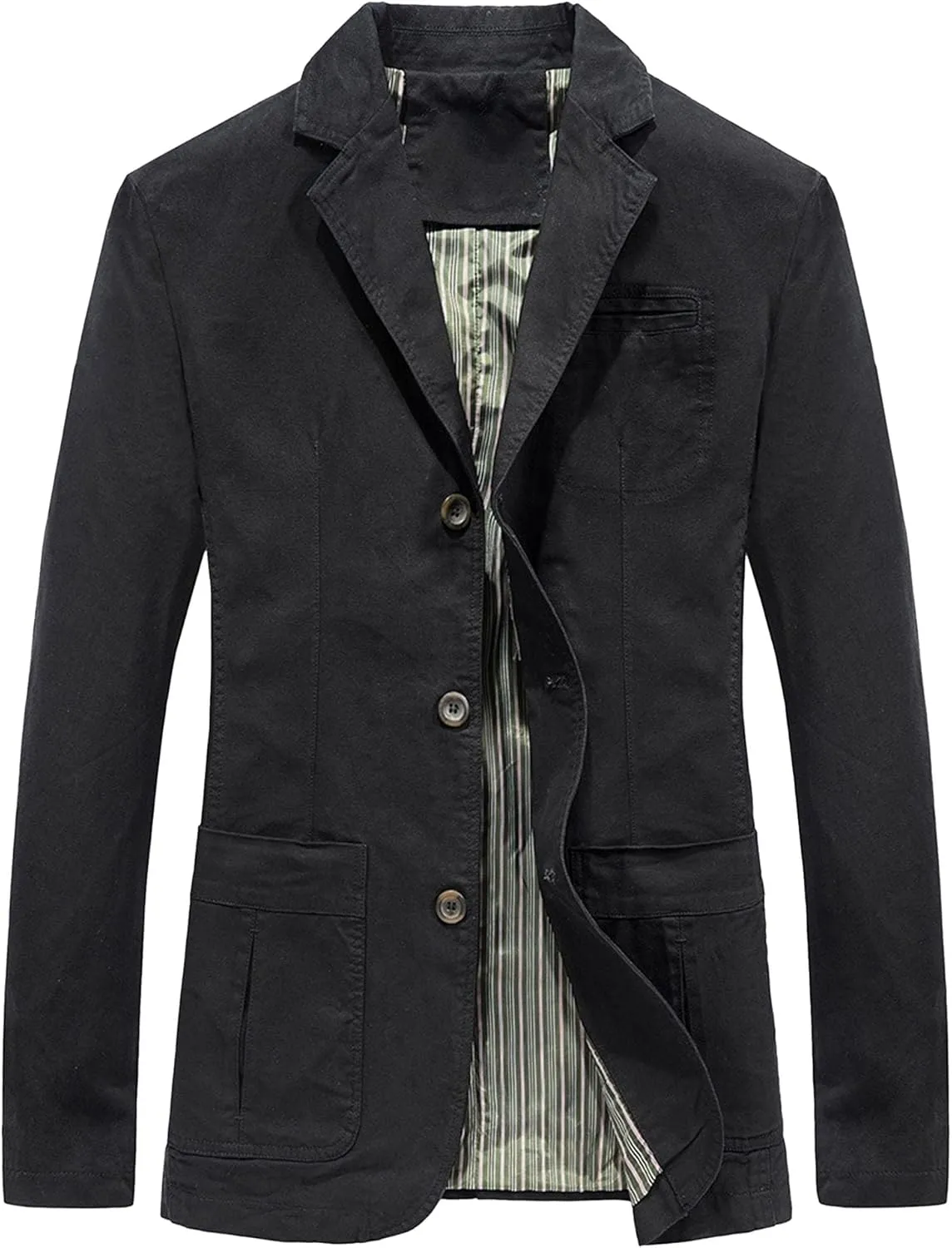 JEKE-DG Men's Blazer Collar Casual Denim Jacket Button Down Trucker Jean Jacket Classic Slim Fit Suit Jackets