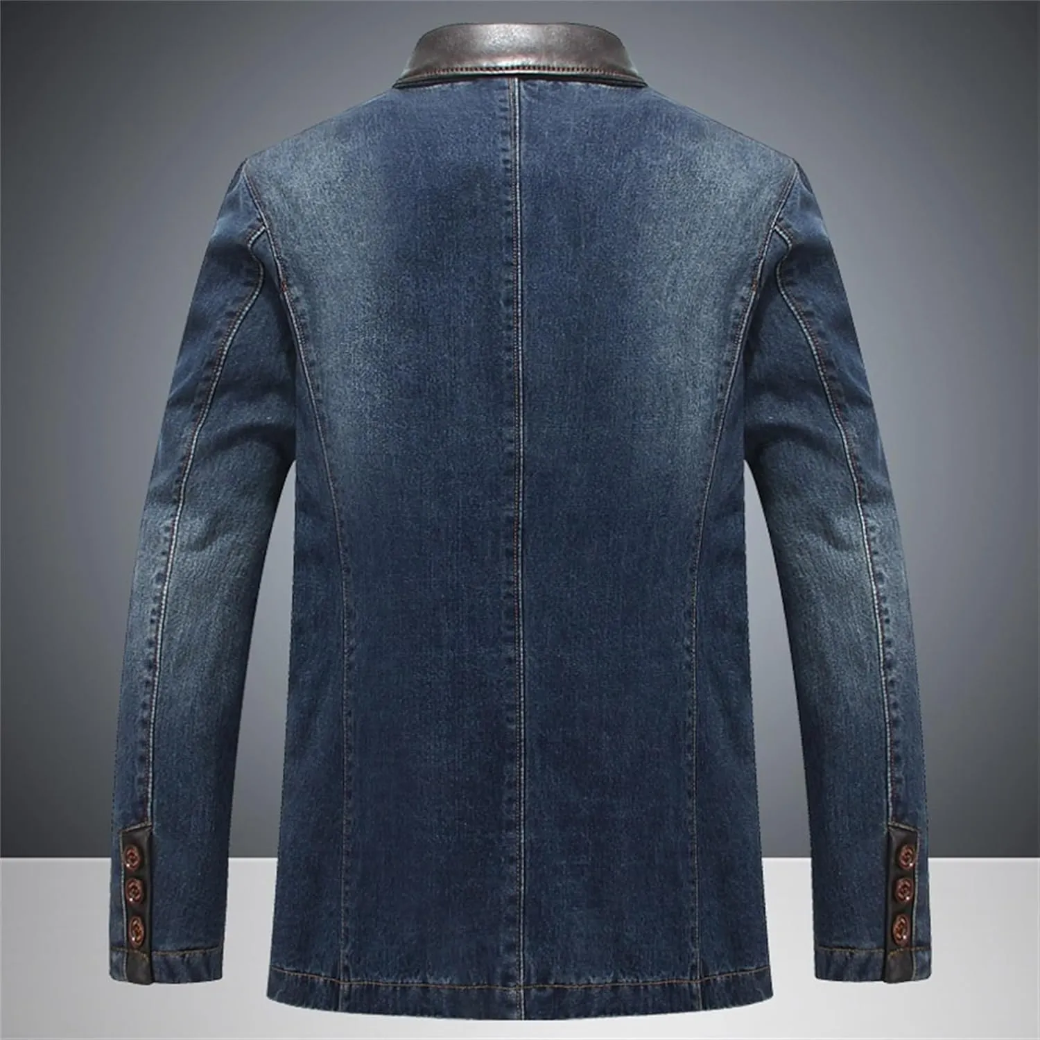 JEKE-DG Men's Blazer Collar Casual Denim Jacket Button Down Trucker Jean Jacket Classic Slim Fit Suit Jackets
